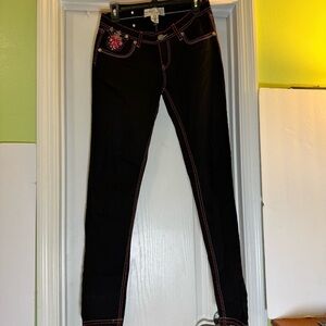 Raw Blue Denim Jeans Stretch Slim Fit Tapered Leg Pockets Black